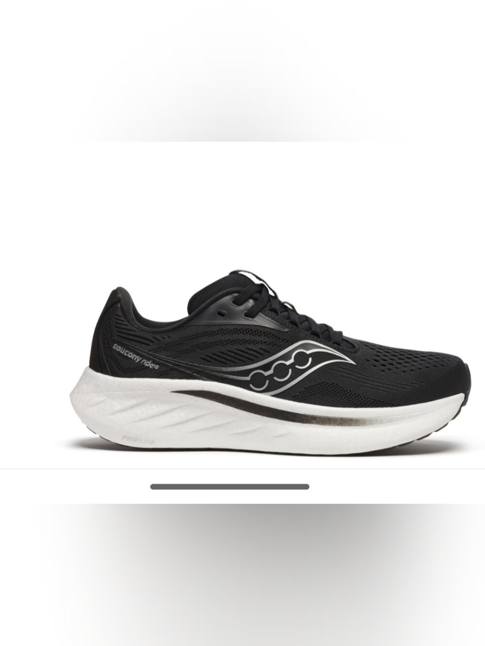 Saucony Ride 18 Women's Black Running Shoes with White Midsole Size 10.5